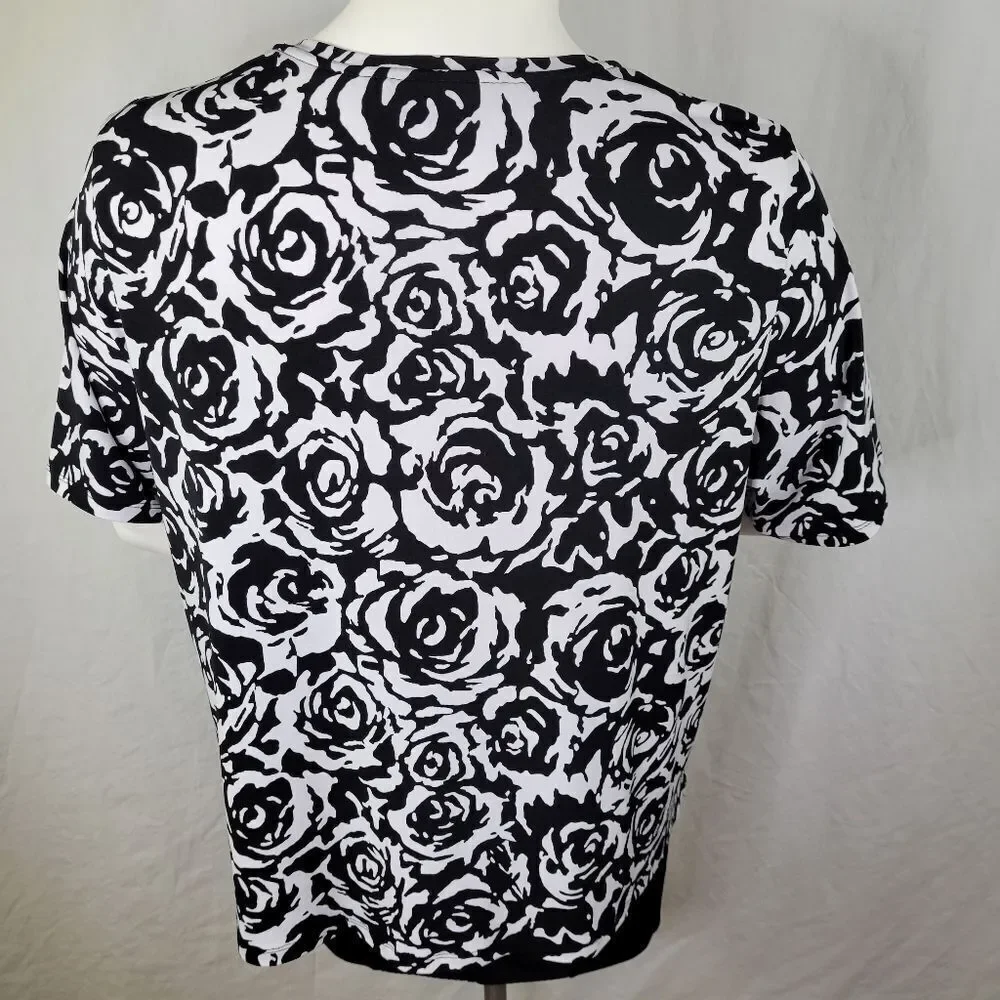 Allison Daley Black and White Floral Print Top‎_3